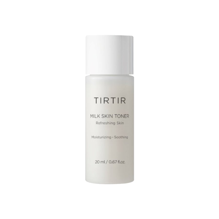 TIRTIR milk skin toner bottle on a white background
