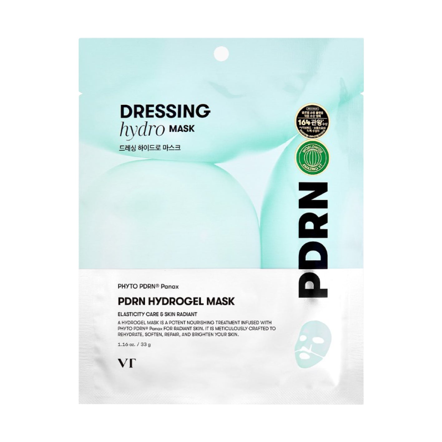 VT COSMETICS PDRN Hydrogel Mask with a light blue and white design.