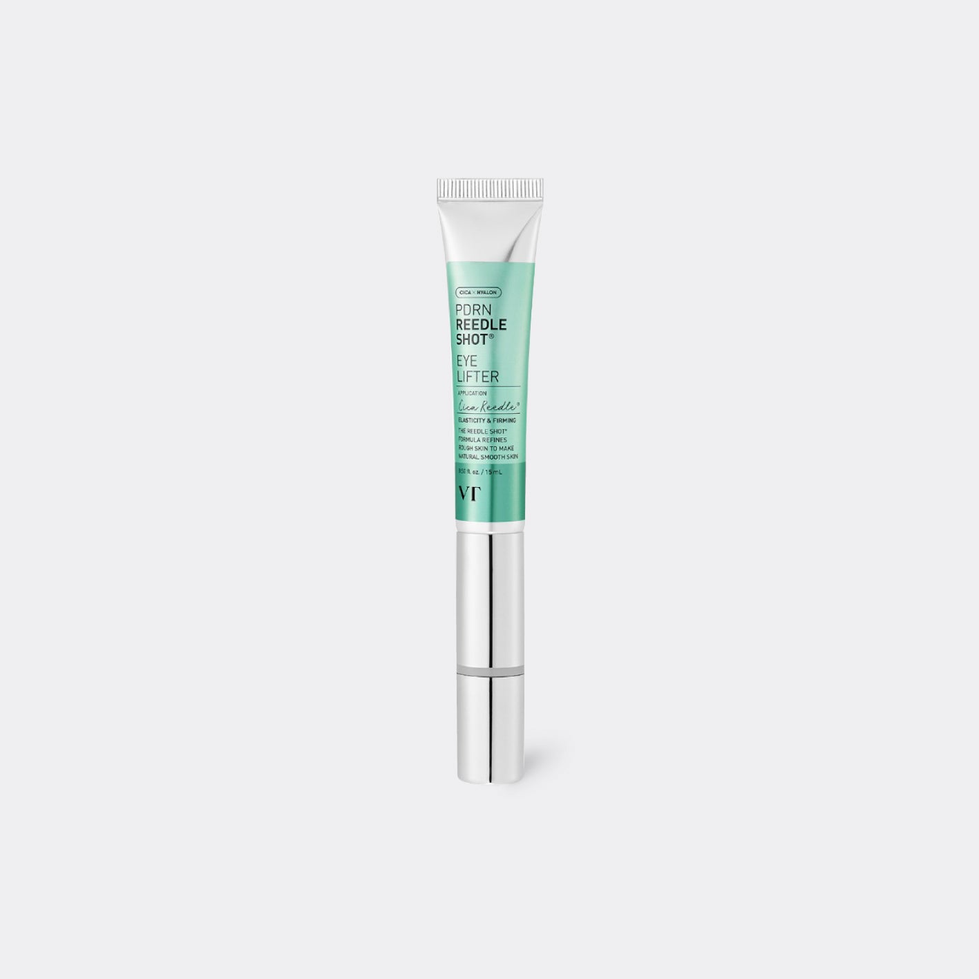 VT COSMETICS PDRN Reedle Shot Eye Lifter with green cap and silver body on a white background