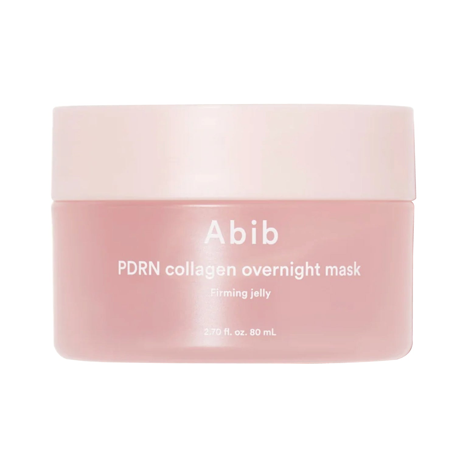 Pink jar of Abib PDRN collagen overnight mask on a white background